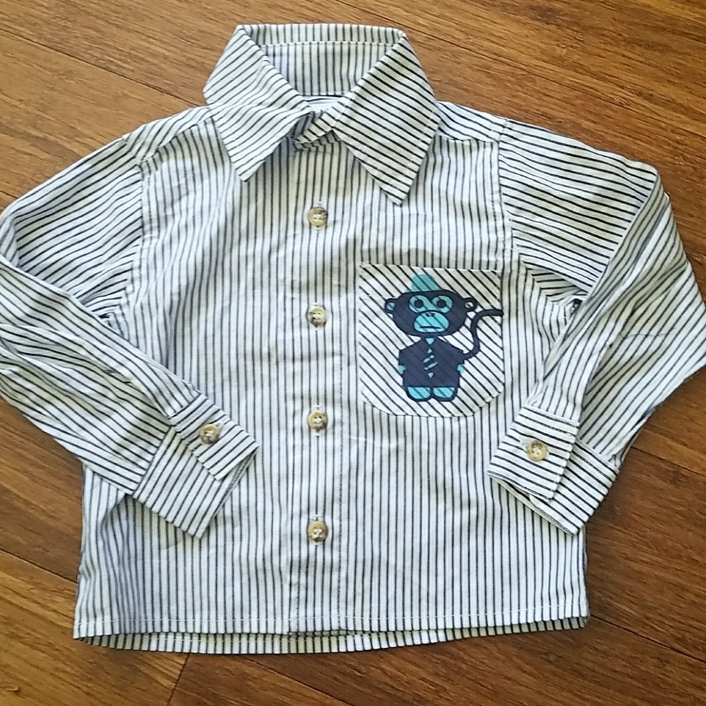 Childish boutique baby boy monkey dress shirt 0-6